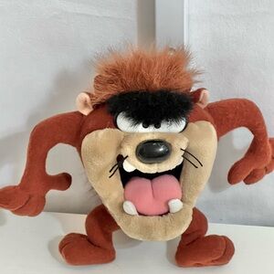 VTG Tyco Taz Tasmanian Devil Plush Looney Tunes Warner Bros Stuffed Animal Toy